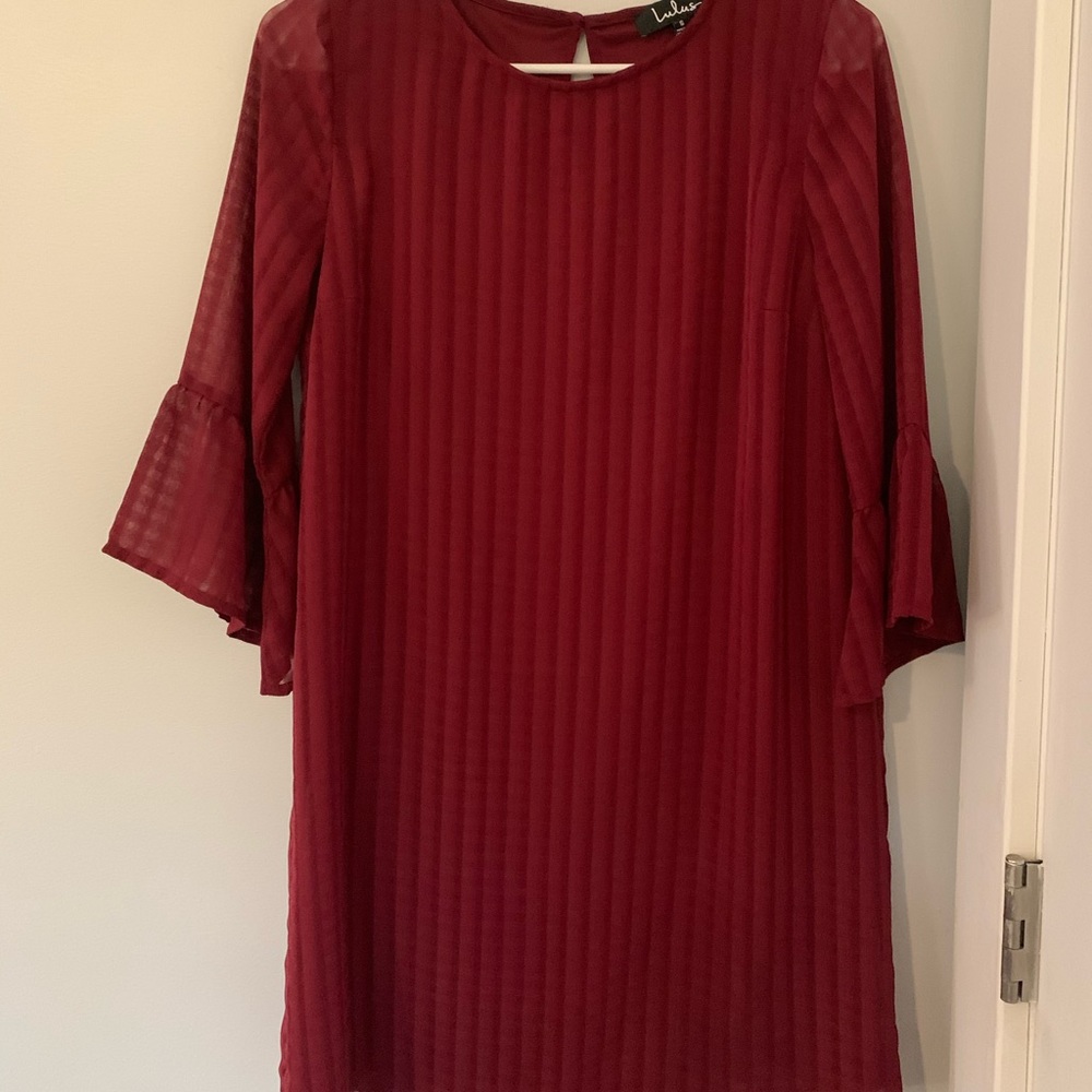 Lulu’s Burgundy Patterned Shift Dress